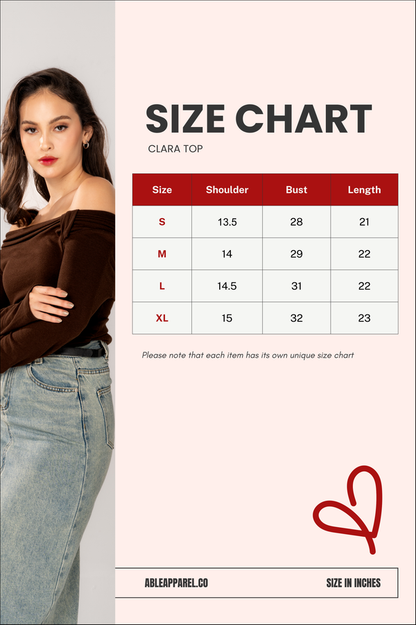 Size Chart for Clara Top