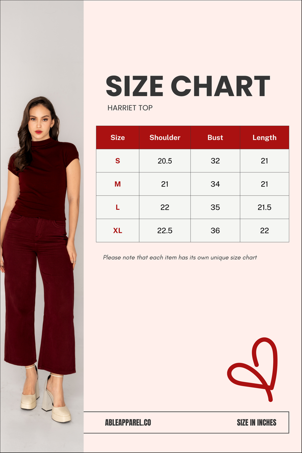 Size Chart for Harriet Top