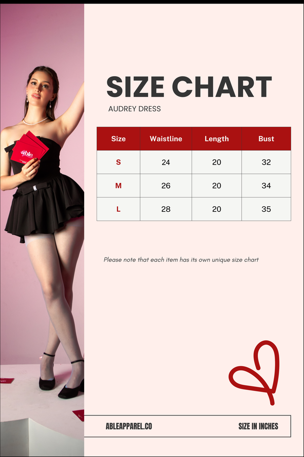 Size Chart for Audrey Dress